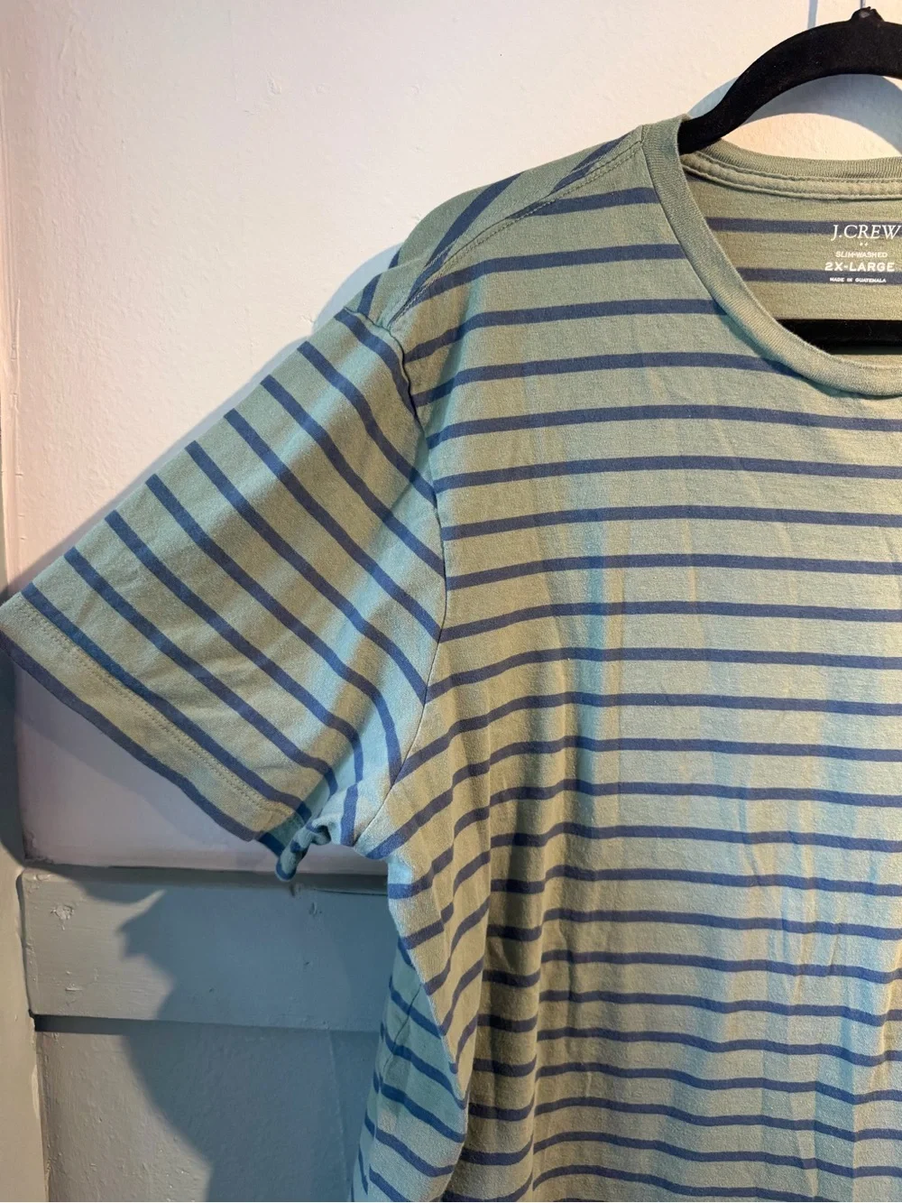 J. Crew Short-Sleeve Crewneck Tee in Olive and Navy Stripes